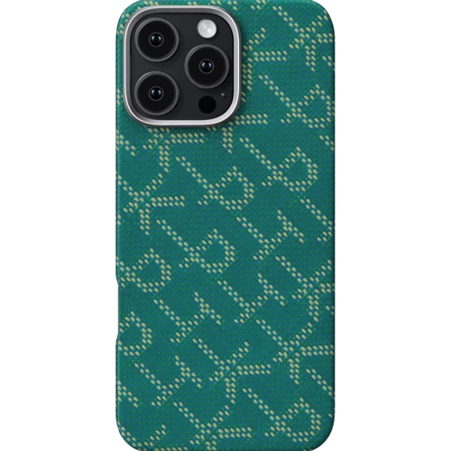 Чехол для iPhone Pitaka Monogram Tactile Woven Case Gold/Green (KI1601PTKP) for iPhone 16 Pro Max: Цвет зеленый