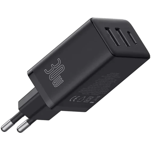 Зарядное устройство Baseus Wall Charger 2xUSB+USB-C Cube Fast Charger 30W Cluster Black (P10111402113-00): Кабель в комплекте отсутствует