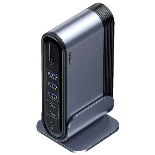 Адаптер Baseus Adapter USB-C to 2xUSB-C+2xUSB2.0+3xUSB3.0+HDMI+RJ45+3.5mm+VGA+SD Dark Gray (CAHUB-BG0G): Цвет серый