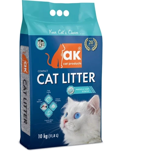 Наполнитель Akcat Compact cat litter бентонитовый марсельское мыло 10кг 11.8л (AKMN007): Вид Глиняный