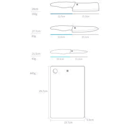 Набір кухонних ножів Xiaomi Ceramic Knife Cutting Board Set 4 предмети: Найменування набор ножей с разделочной доской