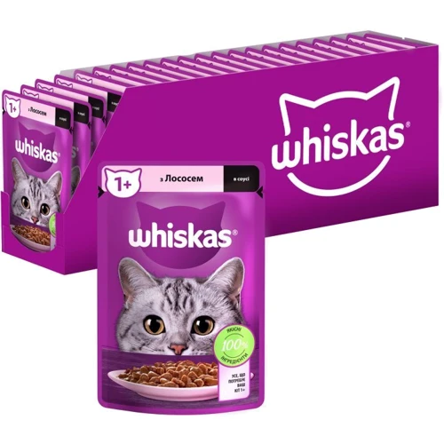 Упаковка влажного корма для котов Whiskas лосось в соусе 28х85 г (5900951302800): Тип Влажный корм