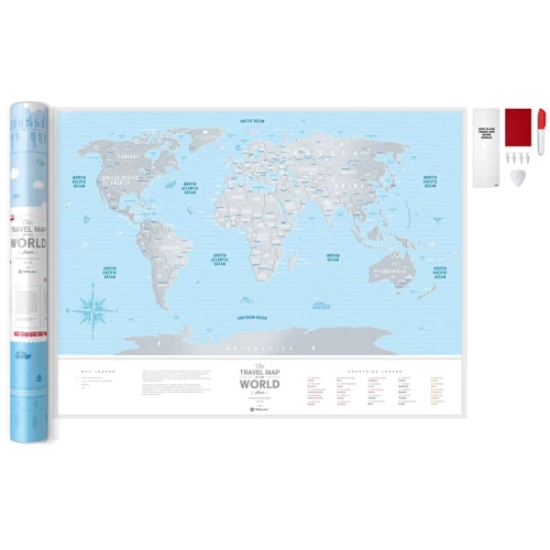 Скретч-карта мира Travel Map Silver World (Eng)