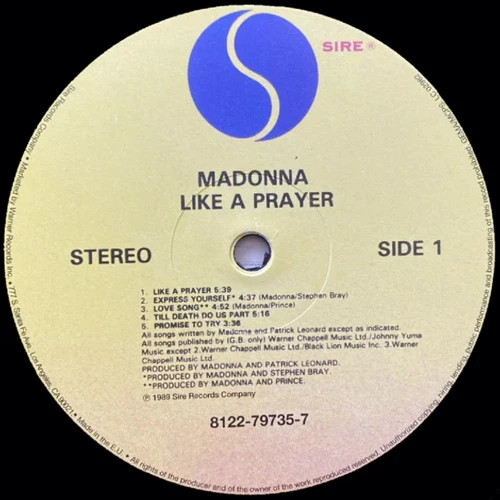 LP I-DI Madonna: Like A Prayer (LP0118): Виробник I-DI