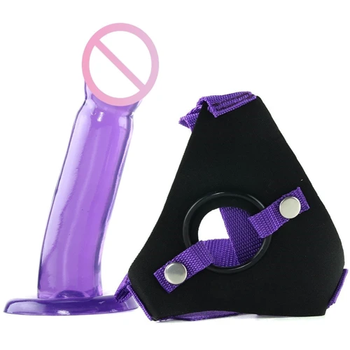 Страпон Climax Strap-on Ice Dong & Harness set, фиолетовый