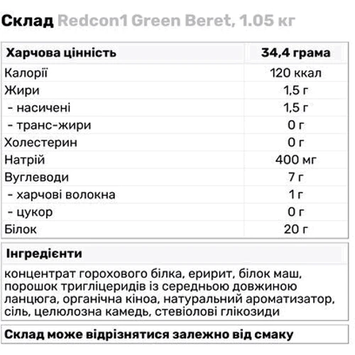 Протеин Redcon1 Green Beret vegan protein 1050 g /30 servings/Strawberry: Вид Многокомпонентные