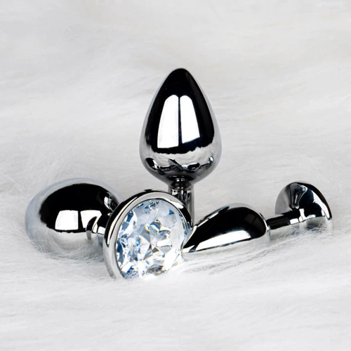 Металлическая анальная пробка Ouch! Heart Gem Silver - Diamond, М