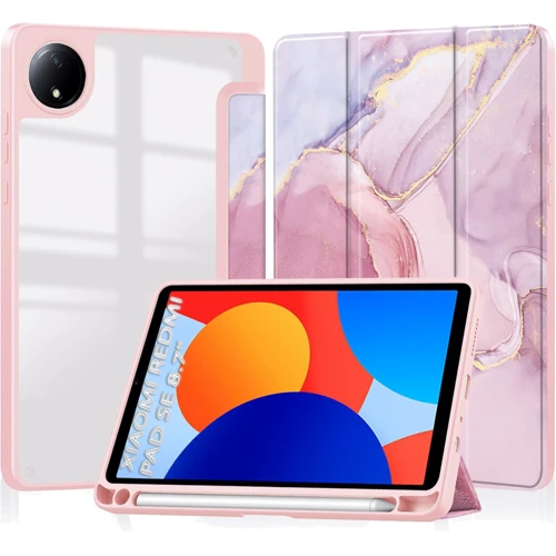 Аксесуар для планшетних ПК BeCover Soft Edge TPU з Pencil Mount Pink Marble для Xiaomi Redmi Pad SE 8.7 (712576): Колір рожевий