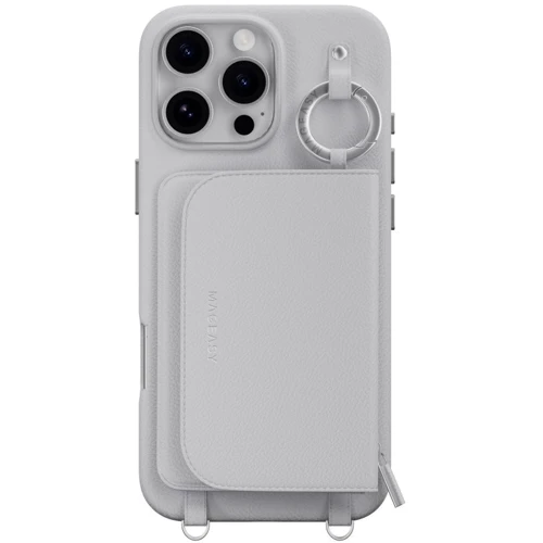 Чехол для iPhone Switcheasy Pouch M Wallet Phone Case with Stand Gray (MPH66P264GR24) for iPhone 16 Pro: Цвет серый