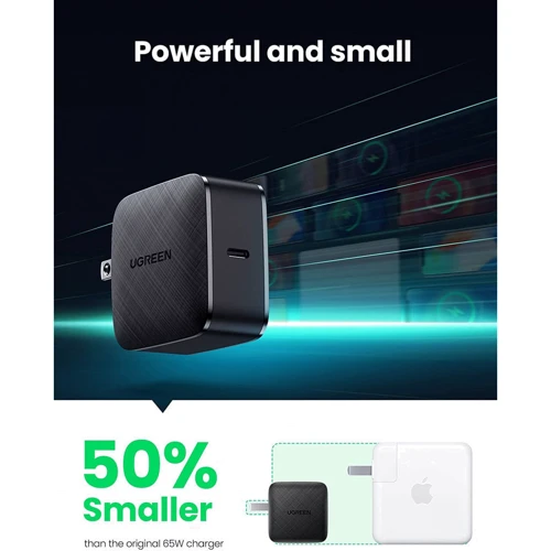 Зарядное устройство Ugreen USB-C Wall Charger GaN CD217 65W Black (70817): Тип сетевое
