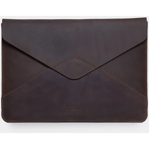 INCARNE Handmade Leather Cover Magnetic Message Brown for MacBook Air 15" M3 | M2 (2024 | 2023)