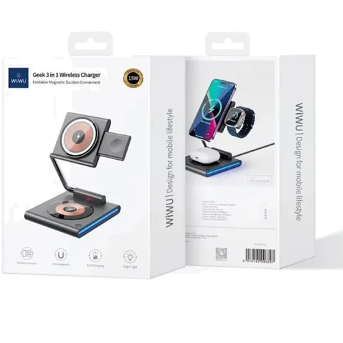 Зарядное устройство WIWU Wireless Charger Magnetic 15W Black (Wi-W023) for iPhone 16 I 15 I 14 I 13 I 12 series, Apple Watch and Apple AirPods фото 7