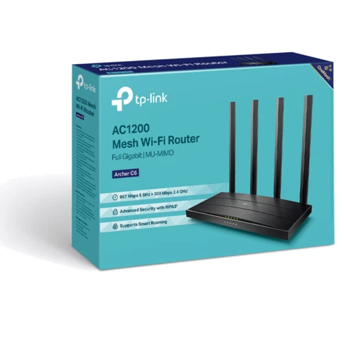 Маршрутизатор Wi-Fi TP-Link ARCHER C6 AC1200: Максимальная скорость 1167 Мбит/с