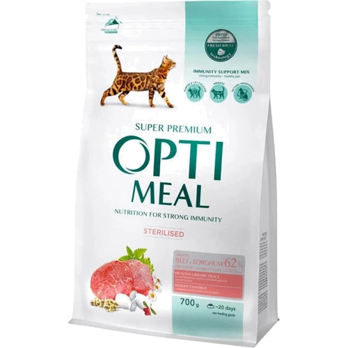 Сухой корм Optimeal Sterilised cats для стерилизованных кошек с высоким содержанием говядины и сорго 0.7 кг (4820215369640) фото 9