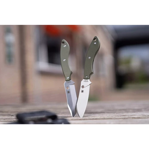 Нож Spyderco Stok Bowie 8Cr13MoV G-10 w/ sheath green (87.16.27) фото 9