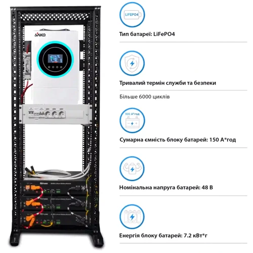 Система хранения энергии Solarverse SRV24-1SN6.2K1-LDY7.2K1-1 6.2kW 7.2kWh 3BAT LiFePO4