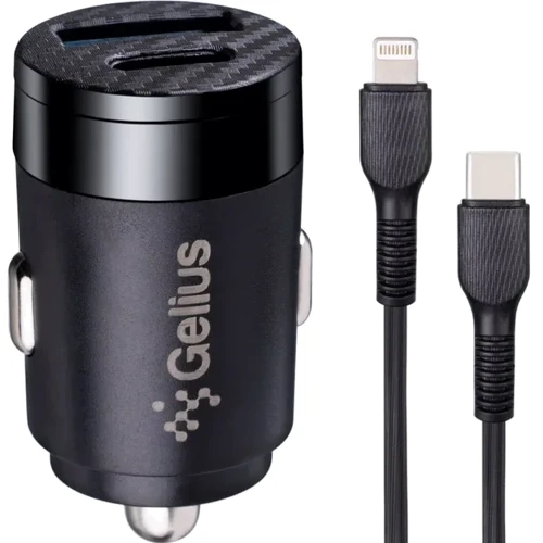 

Gelius Car Charger USB+USB-C Inch Twix Qc 3.1A Black with Lightning Cable (GP-CC010L)