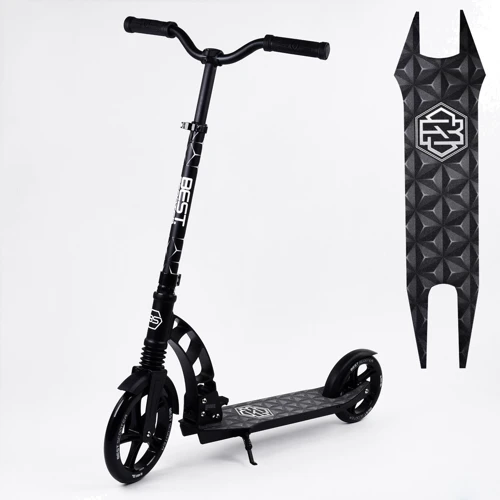 Двоколісний самокат Best Scooter з PU колесами, 1 амортизатором Black (00076): Конструкція рами складна