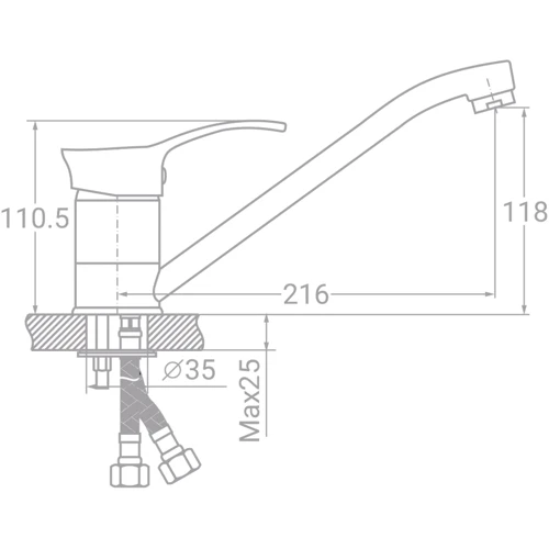 Смеситель для кухонной мойки TAU SE-2B245C