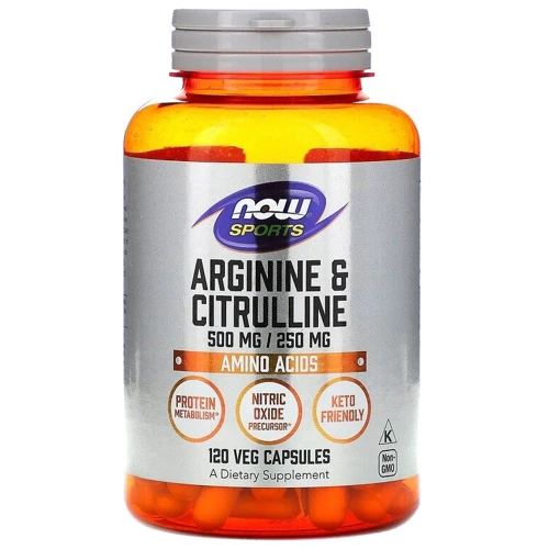 Now Foods Arginine Citrulline 500mg/250 mg Аргинин и цитруллин 120 вегетарианских капсул (CПОРТ))