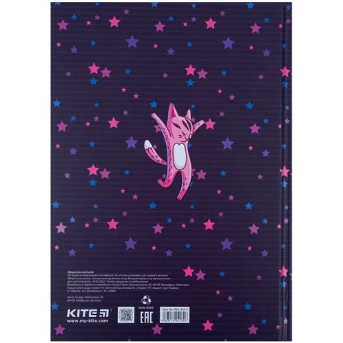 Щоденник учнівський Kite K21-262-5 Dancing cats тверда обкладинка фото 5
