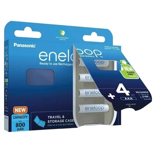 Panasonic AAA 800mAh NiMH 4шт + case Eneloop plastic free pack (BK-4MCDEC4BE) фото 1