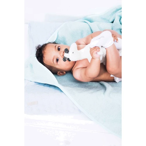 Махровий оксамитове дитяче рушник з капюшоном Jollein 100x100см Soft Green