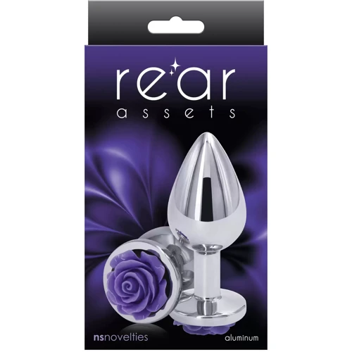 Анальная пробка Ns Novelties - Rose Buttplug M (серебристая с фиолетовым)