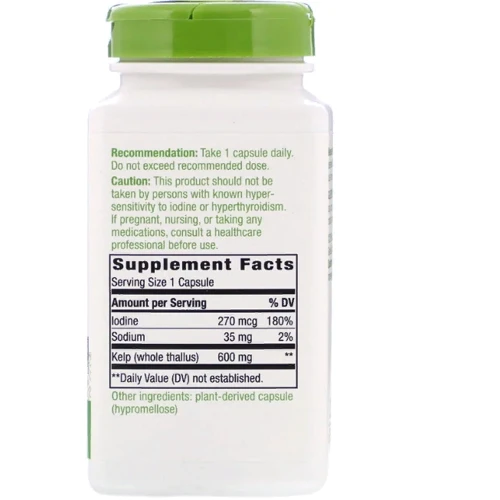 Nature's Way, Kelp, 600 mg, 180 Capsules (NWY-14508): Форма выпуска Капсулы