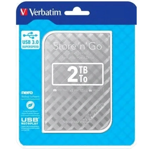 Внешний жесткий диск Verbatim Store 'n' Go 2 TB USB3.0 Silver (53198): Вес, г 175