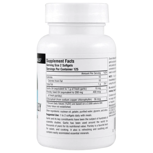 Source Naturals Garlic & Parsley 250 caps Чеснок & Петрушка: Форма выпуска Капсулы