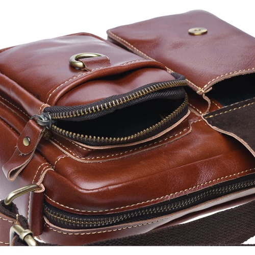 Чоловіча сумка через плече Borsa Leather коричнева (K16211-brow): Фактура матова, Гладка