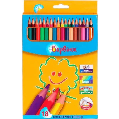 Карандаши цветные цв. 18 цв. 5-2034 ПЛАСТИК, Барвинок: Тип Цветные