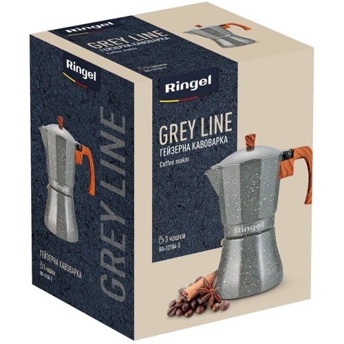 Кофеварка гейзерная Ringel Grey line 150мл (RG-12104-3): Материал Бакелит, Алюминий