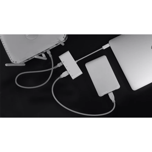 Адаптер Macally Adapters USB-C to 3xUSB 3.0+USB-C+RJ 45 Hub White (UC3HUB3GBC) фото 6
