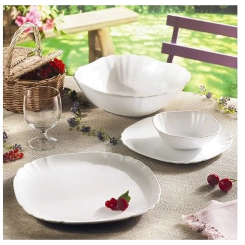 Столовый сервиз Сервиз Luminarc Lotusia White H1792 (x19пр): Материал Ударопрочное стекло