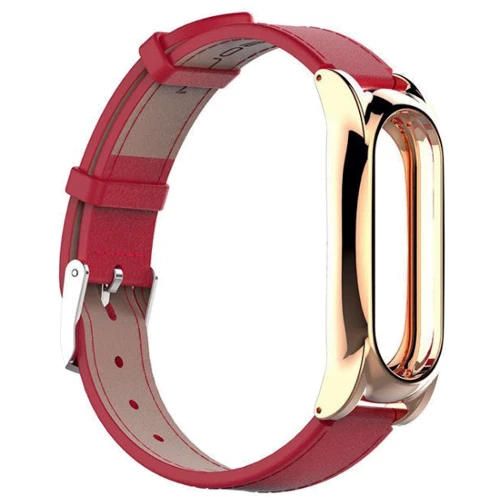 Кожаный ремешок для Mi Band 2 MJobs 2 Plus Red/Gold: Тип Ремешок