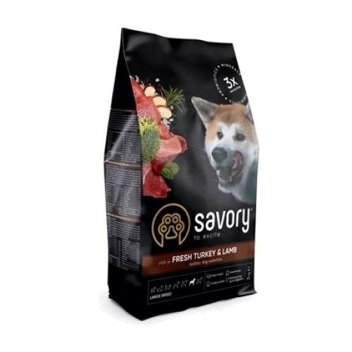 Сухой корм Savory Large Breeds rich in Fresh Turkey & Lamb для собак крупных пород 3 кг (30235)