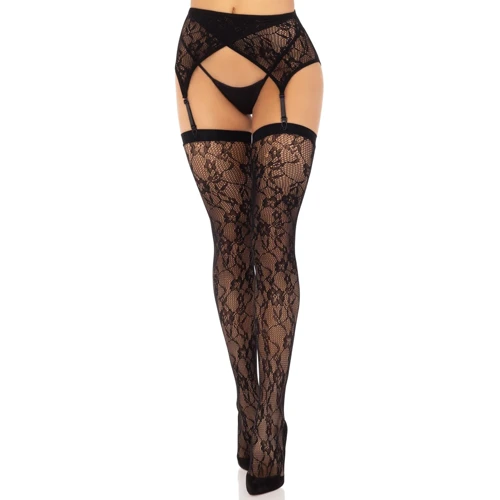 Комплект Leg Avenue Leg Avenue Lace thigh highs & garterbelt Black One Size