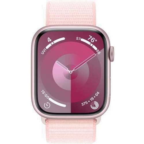 Apple Watch Series 9 45mm GPS Pink Aluminum Case with Light Pink Sport Loop (MR9J3) : Экран OLED LTPO (яркость до 2000 нит) с технологиями Retina / защитное стекло Ion-X повышенной прочности