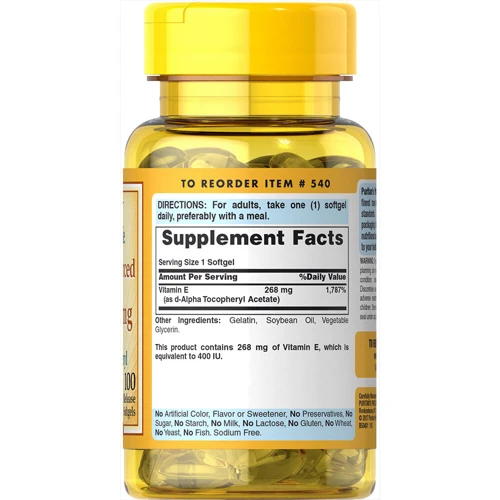 Puritan's Pride Vitamin E-100 iu 100% Natural-100 Softgels: Тип вітамін E