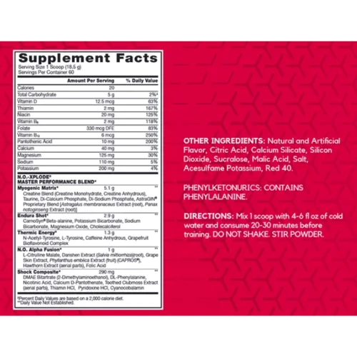 Предтренировочный комплекс BSN N.O.-XPLODE 555 g / 30 servings / Fruit Punch: Тип Комплекс до тренировки