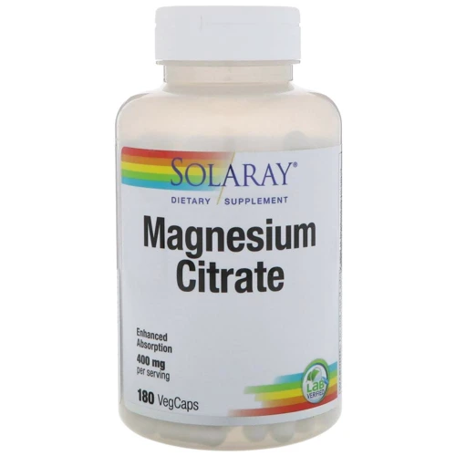 Solaray Magnesium Citrate 400 mg 180 Veg Caps Цитрат магния