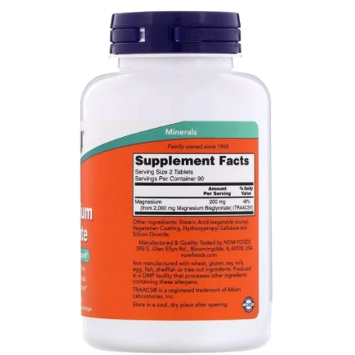 Now Foods Magnesium Glycinate Глицинат Магния 180 таблеток