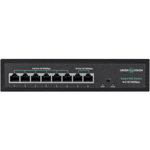 Мережевий комутатор Greenvision GV-015-D-06+2P: Тип Smart