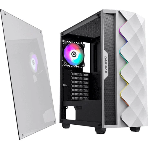 Корпус GameMax Diamond White: Материал передней панели пластик