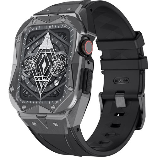Аксесуар для Watch Rubber TPU with Stainless Steel Case Black/Grey (FLS181113) для Apple Watch 44/45/49mm Ultra
