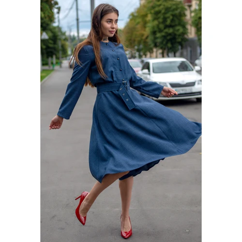 Платье FLFashion Плутос ХПП 3215 52 синее повседневное удлиненное миди: Длина рукава Длинный