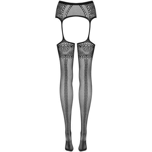 Чулки с поясом Obsessive S225 (Черный, S/M/L)