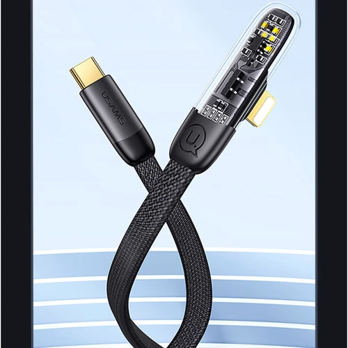 Кабель Usams Cable USB-C to Lightning Right-Angle PD 20W 1.2m Black (US-SJ583) фото 4